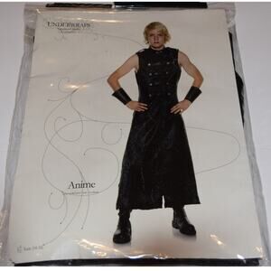 Underwraps Anime Teen Costume Jacquard Sleeveless Tunic w Arm Bands Black NEW